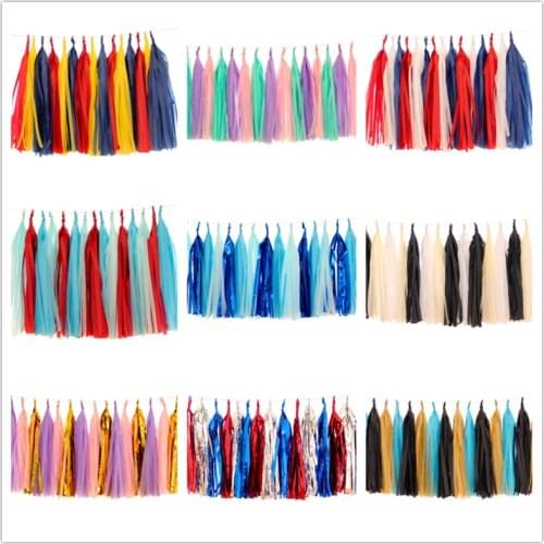 25*35cm 15pcs/lot Green Lime and Orange Tissue Paper Tassel Garland Kit for Summer Wedding Photo Backdrop Woodland Party Decors