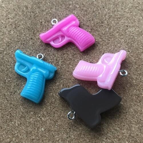 Hot Sale 10pcs 23mm*21mm For Diy Phone Case Decoration Mixed Flat Back Resin Cabochons pistol