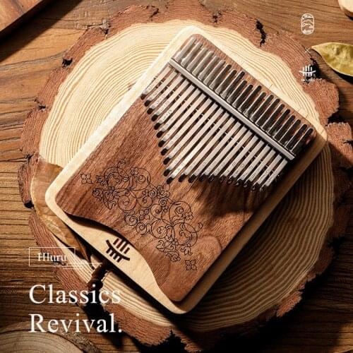 HluruA combination plate Thumb piano Kalimba Musical instrument 21 key notes tone Vibraphone Black walnut Maple Retro Xylophone