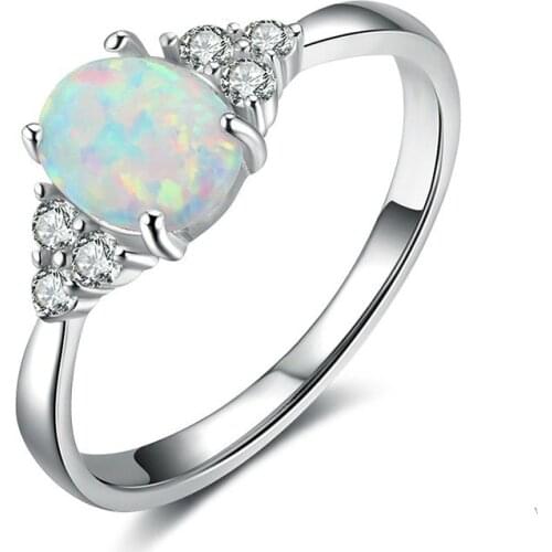 Exquisite Women Ring Vintage Oval Geometric Imitation Fire Opal Zircon For Women Accessories Jewelry Birthday Gift