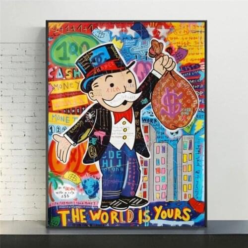 THE WORLD IS YOURS Paintings on The Wall Graffiti Art Alec Monopoly Canvas Painting Poster and Prints Modern Wall Art Home Decor