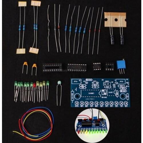 LM3915 10 LED Audio Level Indicator DIY VU Meter Preamp Power Amplifier Indicate Dropship