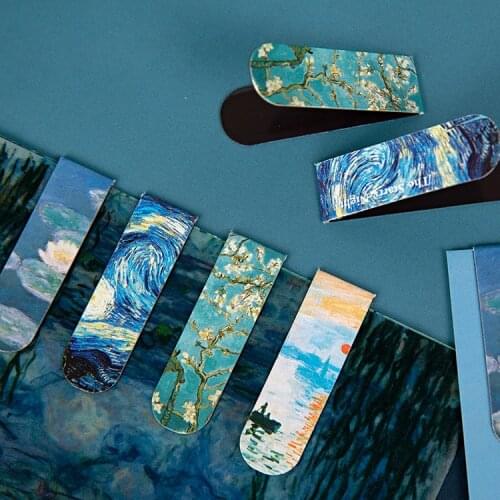 Apricot flower starry sky Magnetic Bookmarks Van Gogh Series DIY Decoration Books mark Page Stationery Student Office Supply