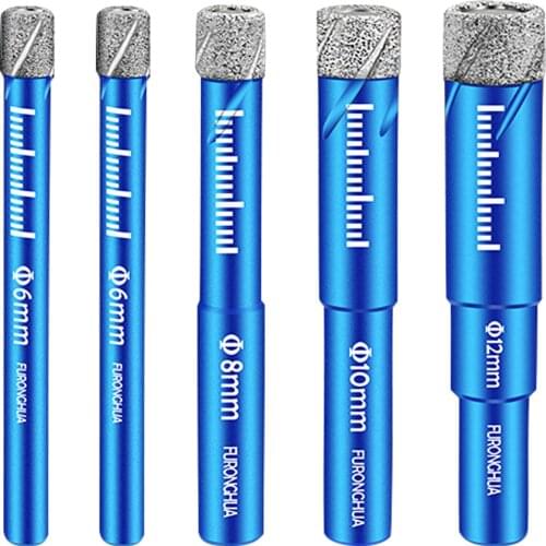 Dry Diamond Drill Bits Set 5PCS with 1/4 5/16 3/8 1/2 Inch for Granite Ceramic Marble Tile Stone Glass Diamond Coating