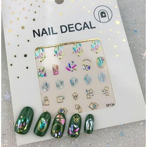 1pc Plant Laser Abstract Lady Face Nail Decals Sliders Paper Art Decor Gel Polish Sticker Manicure Foils 3D Rhinestone Sticker