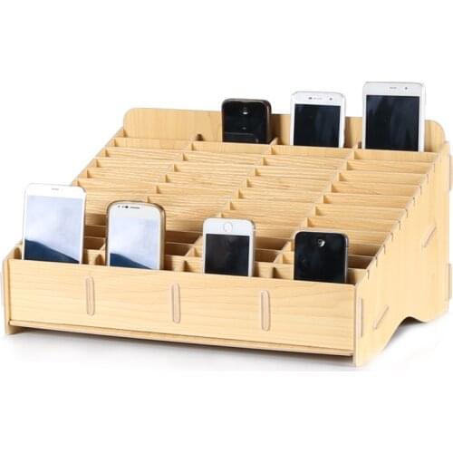 Desktop Wooden Phone Storage Box LCD Screen Management Storage Organizer Office School Wooden Pallets Tools Boxes