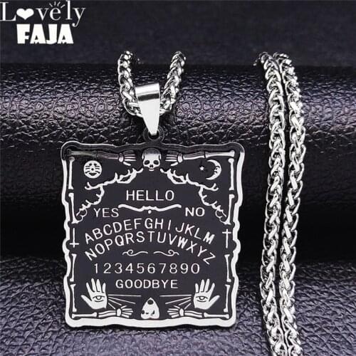 2021 Divination Digital Hand Sun Moon Skull Stainless Steel Long Necklaces Men Silver Color Jewelry bijuteria N3612S03