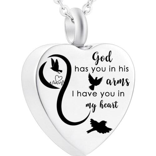 Stainless Steel Heart Shaped Design Memorial Urns Ashes Necklace Cremation Pendant Funeral Jewelry Screw Can Open