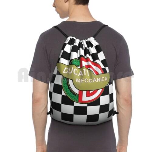 Backpack Drawstring Bag Riding Climbing Gym Bag Meccanica Mechanic Fuel Oil Gas Adrenalin Supermoto Flag Italy Pride First