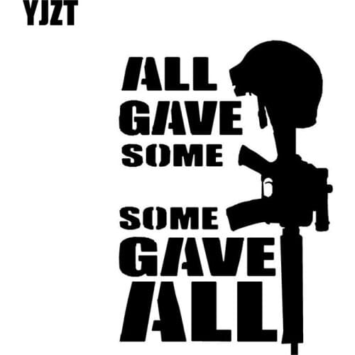 YJZT 9.3CM*13.7CM USMC ALL GAVE SOME Military Personality Car Sticker Vinyl Decal Black/Silver C3-0127