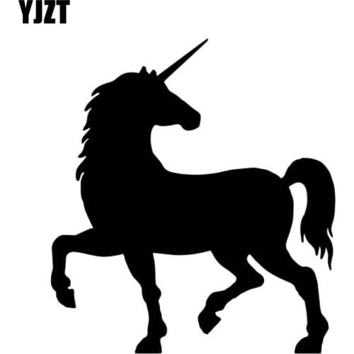 YJZT 13.9CM*15.4CM Unicorn Pattern Cartoon Car Sticker Vinyl Decal Decorate Car Door Black/Silver C4-1818