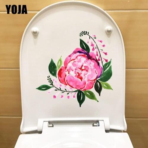 YOJA 23.6X23.1CM Hand Painted Watercolor Flowers Toilet Sticker Room Decor Classic Wall Decal T1-1791