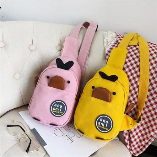 Women Cartoons Fanny Packs Chest Bags Fashion Canvas Yellow Duck Pattern For Child Banana Female Belt Bag Womens Waist Bag
