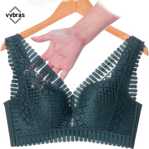Vvbras Women Bras Fashion Casual Sexy V-neck Solid Color Chest Pad Wire Free Breathable Elasticity Comfortable Bras For Women