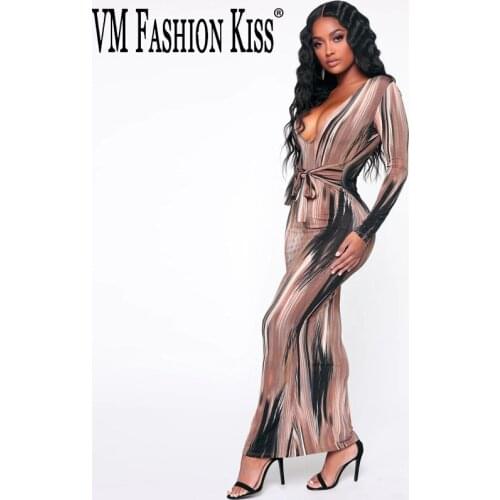 2021 French New Style Retro Print Striped Long Sleeve Ankle-Length Ladies Dress Big V-Neck Spring And Autumn Feminine Dress