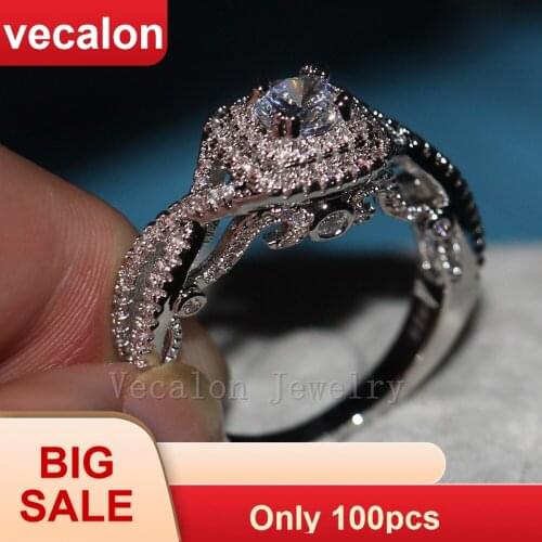 Vecalon Vintage Design Women Jewelry ring AAAAA Zircon Cz Pure Silver color Jewelry Engagement wedding Band ring for women Gift