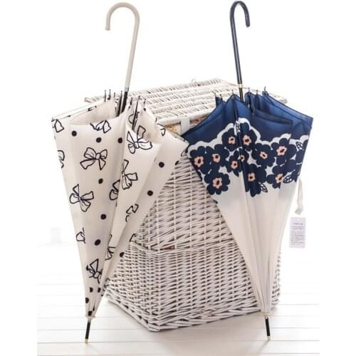 Japanese Bow Umbrella Women Rain Sun Umbrella Small Fresh Rain And Sun Dual-use Long Handle Straight Stick Umbrella