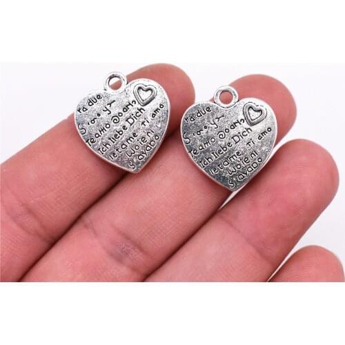 21*20mm 10pcs Antique Silver Plated Heart Pendants Making DIY Handmade Jewelry