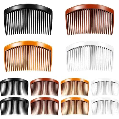 12pcs Plastic Side Hair Twist Comb French Twist Comb Hair Clips With Teeth For Fine Hair Accessories Women Girls, (23 Teeth)
