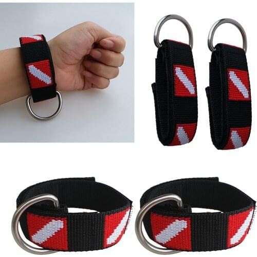 4pcs Scuba Diving Wrist Strap Hand Lanyard with Adjustable Fastening Tape and Stainless Steel D-Ring