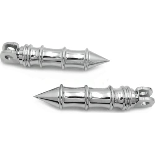 Aftermarket free shipping motorcycle parts Spike Bamboo Footpegs Footrest For Front Kawasaki '00-'01 ZX-11R '04-'16 ZX-10R CHROM