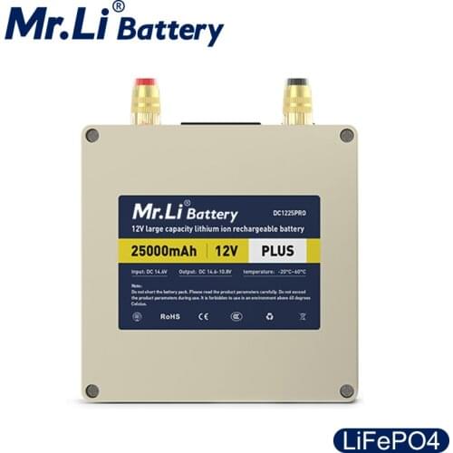 Mr.Li 12V 25Ah Lifepo4 Rechargeable Battery Pack With 6A Charger For Outdoor Camping Power Supply Fish Finder Solar System