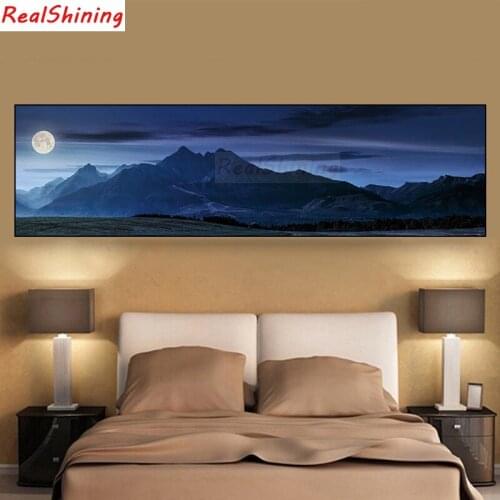 Large size 5D Diy Diamond Painting Cross Stitch full Square Diamond Embroidery Mountain moon picture for room Decor H1840