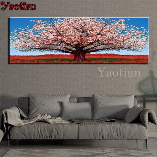 Large DIY Diamond Painting Cherry Tree Scenery 5D Mosaic Diamond Embroidery Full Square/Round Decor Home Picture Of Rhinestone