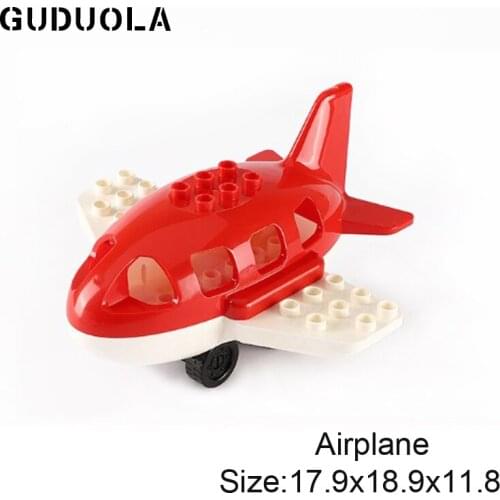 GUDUOLA Big Bricks Airplane Amusement Park Accessory City traffic Brick Playmobil Toys Duplo Building Block For Children