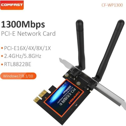 Comfast CF-WP1300 desktop wifi PCI-E adapter 1300Mbps Dual Band 2.4G/5GHz RTL8822BE Wireless Network Card for win10