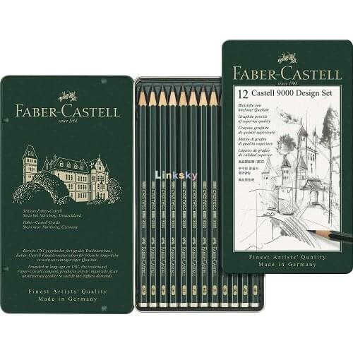 Faber Castell 9000 Design Pencil FC119064 Pack of 12,Top Quality Black Lead,Ideal for Industrial Design or Fine Detail Drawings