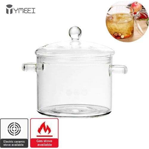 YMEEI Household Glass Soup Pot Transparent Glass Bowl Heat Resistant Porridge Pot Salad Noodle Soup Cooker Kitchen Dinnerware