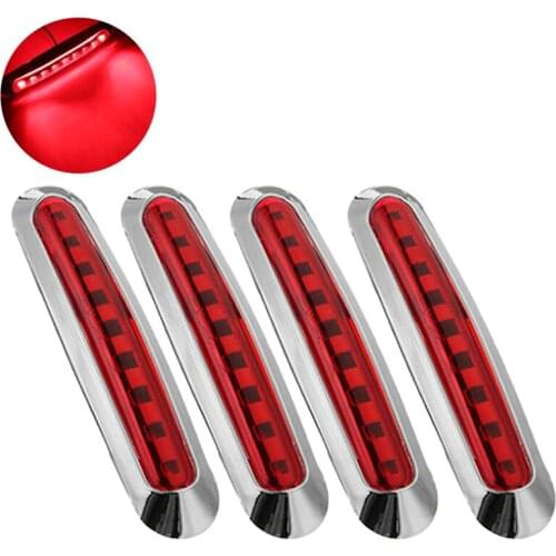 FEEDOPAL 4PCS Red 10-30V 9LED Electroplating Frame Side Marker Light Truck Turn Signal Suitable For Various Car Models