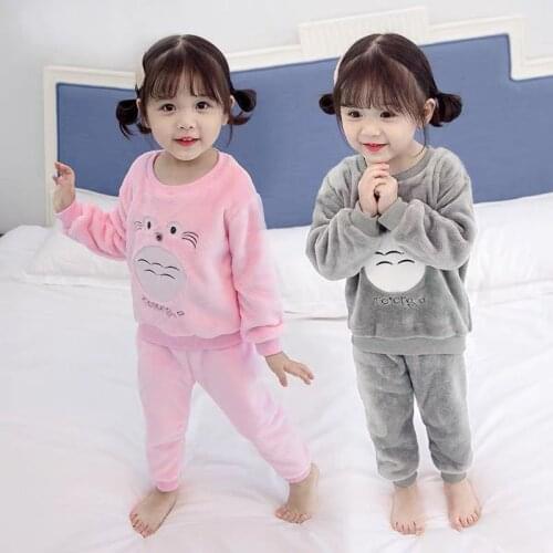 Newborn Flannel Pajamas Set Baby Boy Girl sleep Clothes Homewear Autumn Winter Childrens Fleece Thicken Warm Home Clothes 2pcs