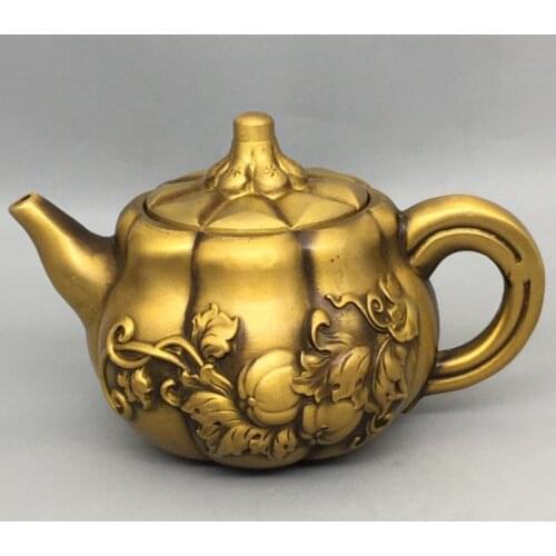 China brass pumpkin teapot crafte statue