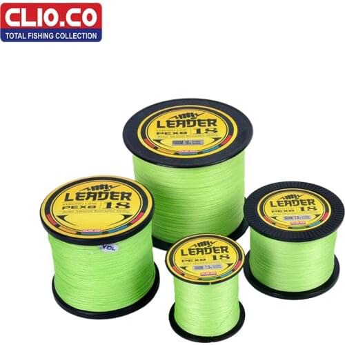 CLIO.CO Brand 100M 300M 500M 1000M super strong Japan multifilament Light green PE braided fishing line 8 strands braided wires