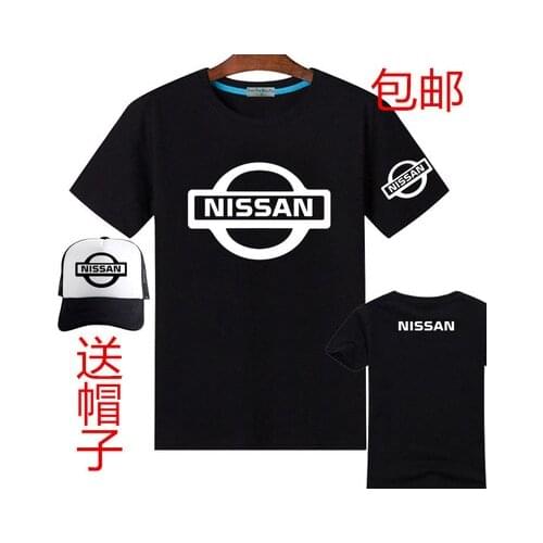 Summer short-sleeved Nissan T-shirt male female mens T shirt include baseball cap hats