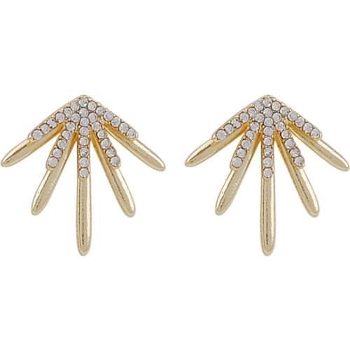 Fashion Jewelry Crystal Womens Girls Stud Double Sided Geometric Stud Earrings Mothers Christmas Promotion Birthday Gifts