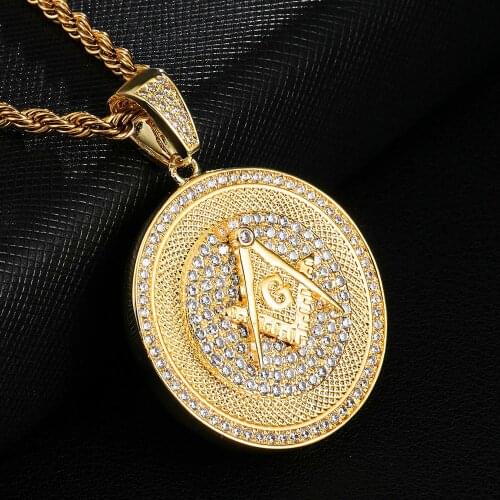 Mens Hip Hop Gold Color Full Zircon Pendant Necklace Ice Out Cuban In Crystal Jewerly Neckalce Chain Hip Hop For Men