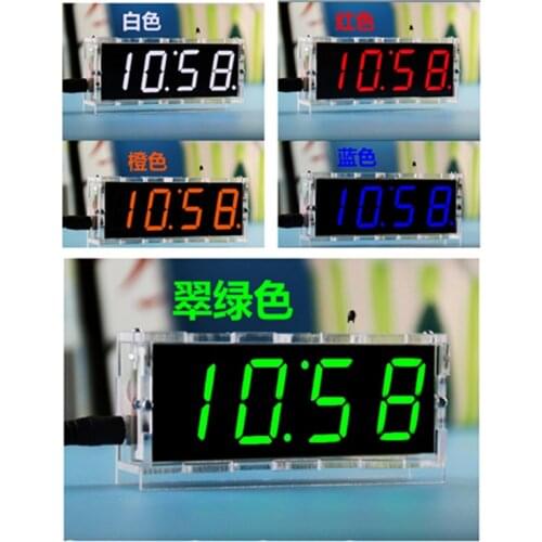 DIY KIT Electronic Clock LED Microcontroller Kit Digital Clock Time Light Control Temperature Thermometer Red/Blue/Green/White