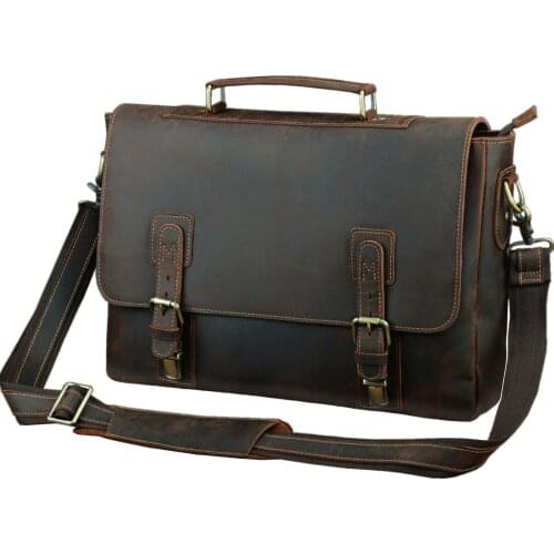 2020 New genuine leather briefcase retro style top layer cowhide Business laptop Bag Men casual Crossbody bag