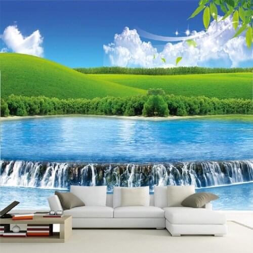 Custom 3D Waterfalls Forests Stones Trees Nature papel de parede,living room sofa TV wall bedroom waterfall mural wallpaper
