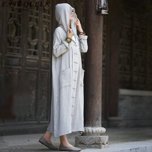 Meditation clothing ancient chinese costume traditional chinese clothing cotton and linen robe with hood AA2511 YQ