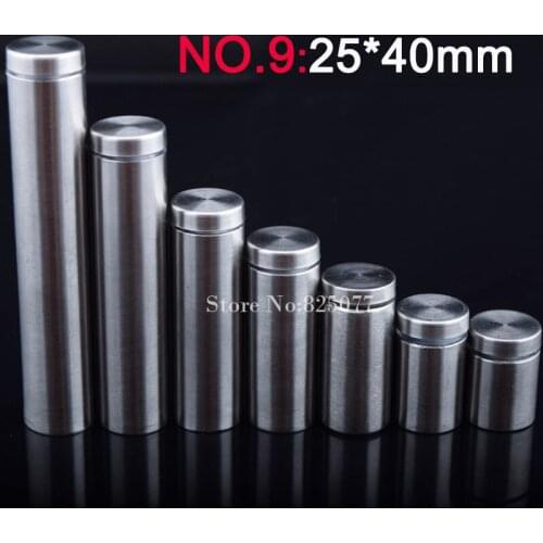 25*40mm Stainless steel fasteners advertisement glass standoff hollow screw glass cabinet display screw 500PCS wholesale KF841