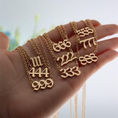 999 777 111 222 555 444 888 333 666 Angel Number Necklace Gold Ketting Devil Necklaces Women Men Jewelry Stainless Steel Choker