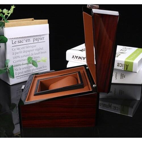 Premium Wooden Watch Box Case Wristwatch Display Case Jewelry Bracelet Storage Organiser with Removable PU Cushion Showcase