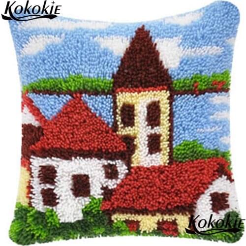 Handmade printed 3d carpet cross stitch kits cushion embroidery yarn pillow kits handicraft needlework sets hook and latch kits