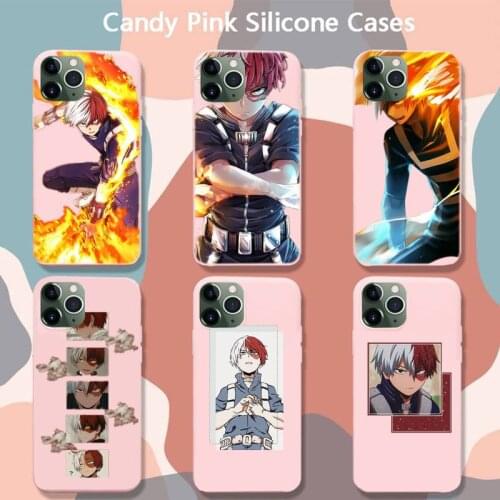 Anime Shoto Todoroki Boku No Phone Case For Iphone 6 6s 7 8 Plus XR X XS XSmax 11 12 Pro Mini Max Candy Pink Silicone Cover