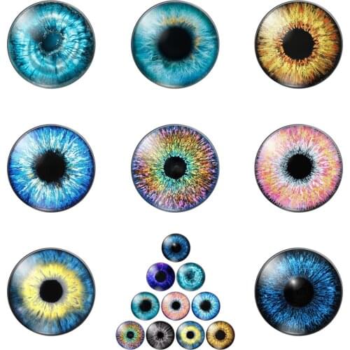 New Fashion Colourful Eyes Animal Round Photo Glass Cabochon Demo Flat Back Making Findings Handmade DIY Accessories