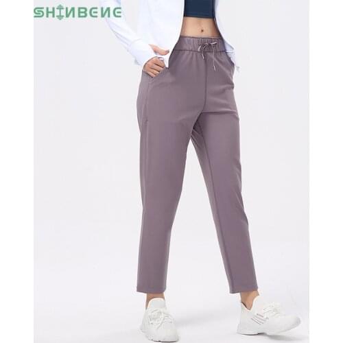 SHINBENE Cozy Leisure Drawstring Fitness Workout Sweatpants Women Naked Feel Plain Yoga Sport Training Pocket Joggers XS-XL